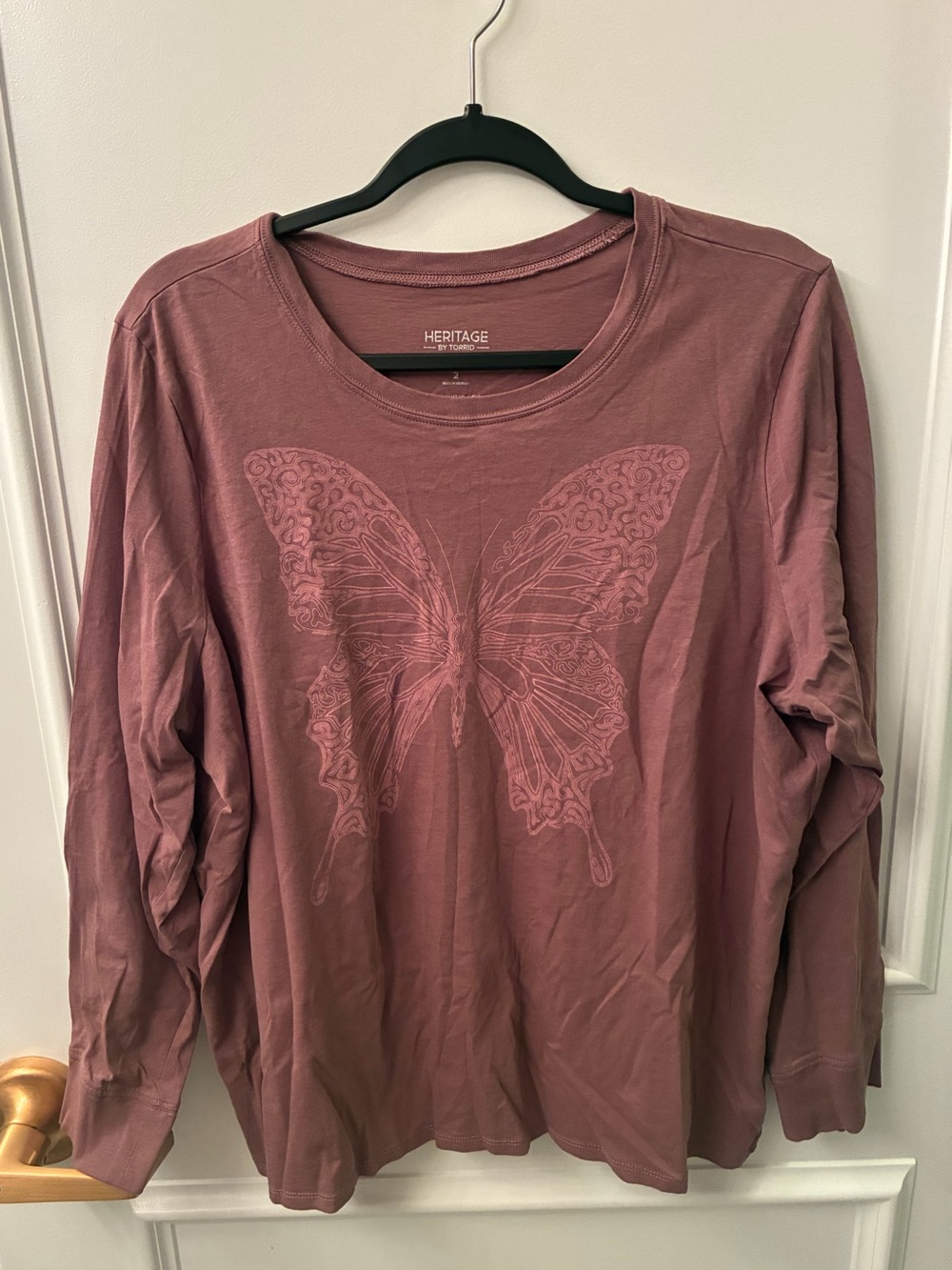 torrid Dusty Rose Butterfly Long-Sleeve Tee